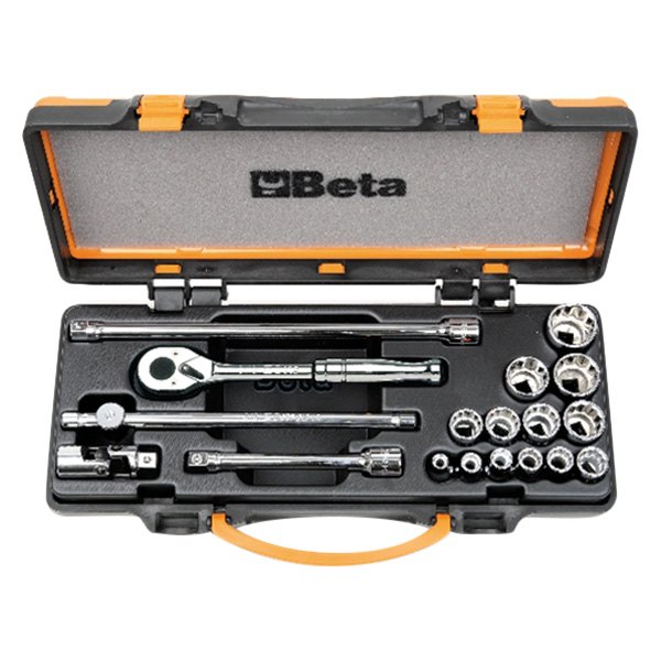 Beta Tools® - 910AS/MBM-C18™ 3/8" Drive 12-Point SAE Ratchet and Socket Set, 18 Pieces