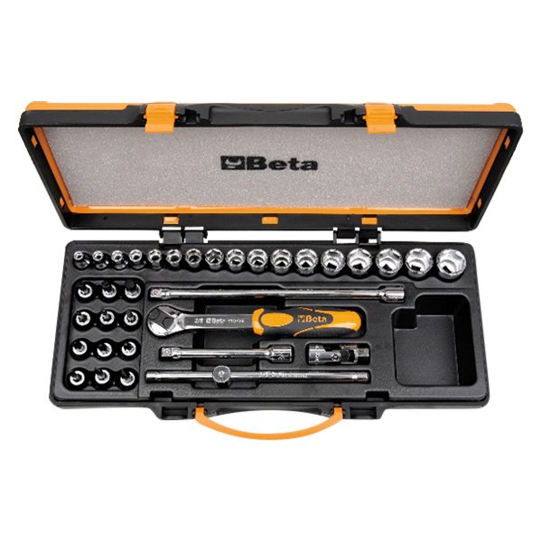 Beta Tools® - 910A/C29™ 3/8" Drive 6-Point Metric Ratchet and Socket Set, 34 Pieces