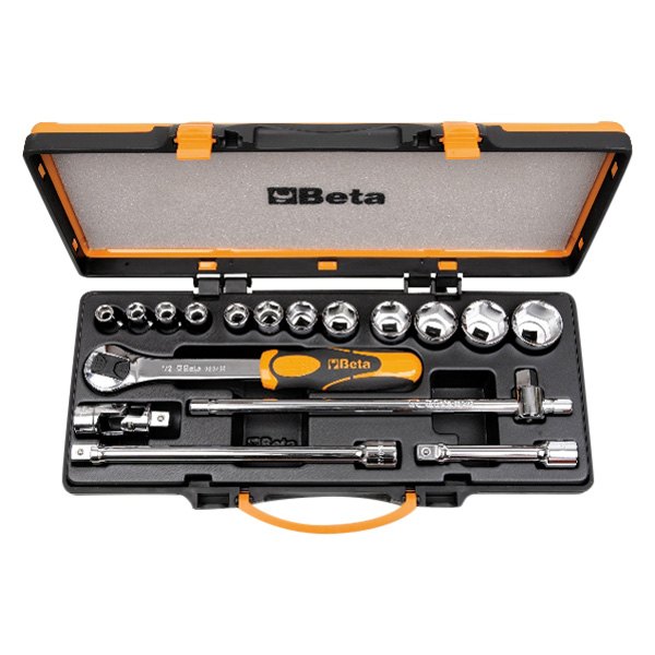 Beta Tools® - 920A/C12™ 1/2" Drive Metric Ratchet and Socket Set, 17 Pieces