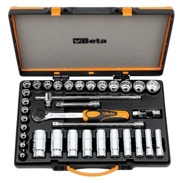 Beta Tools® - 920B/C30Q™ 1/2" Drive 12-Point Metric Ratchet and Socket Set, 35 Pieces