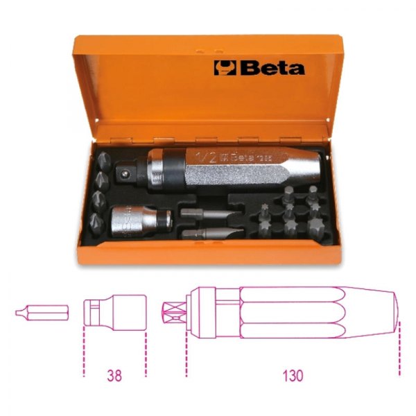Beta Tools® - 1295/C14-Series Impact Screwdriver with 14 Insets & 1 Socket Holder