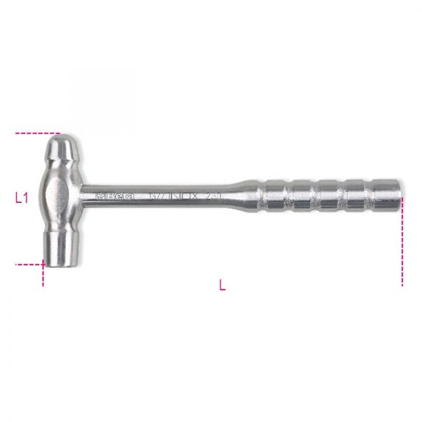 Beta Tools® - 1377INOX-Series 230 g Stainless Steel Round Heads Ball Pein Hammer for Coppersmiths and Tinsmiths