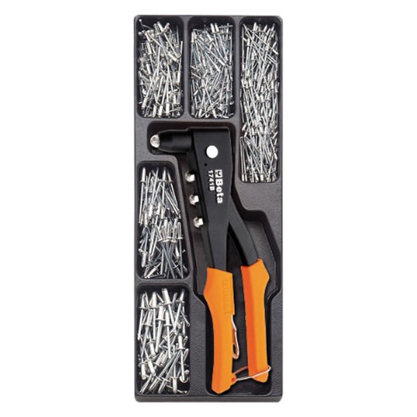 Beta Tools® - T281-Series 2.4 to 5 mm Plier Type Blind Rivet Tool Kit with 400 Pieces Aluminum Rivets