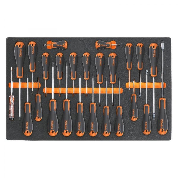 Beta Tools® - M213-Series Beta Easy 25-Piece Slotted/Phillips/Torx Screwdriver Set in Foam Tray