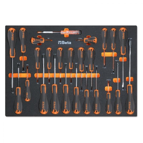 Beta Tools® - MM210-Series Beta Easy 25-Piece Slotted/Phillips/Torx Screwdriver Set in Foam Tray