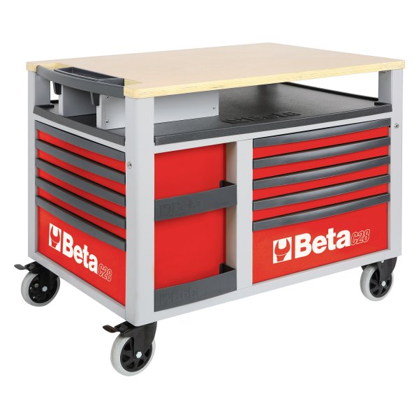 Beta Tools® - C28-Series Red Supertank Trolley with Worktop & Ten Drawers 
