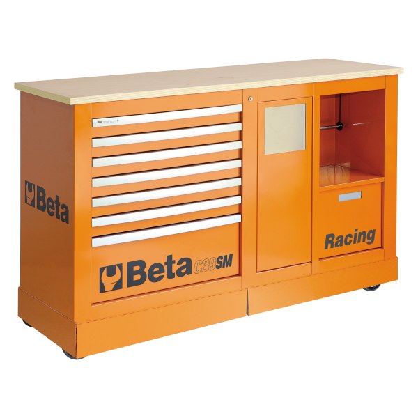 Beta Tools® - C39SM-Series Orange Special Mobile Rolling Tool Cabinet (59" W x 19.69" D x 38.58" H) 