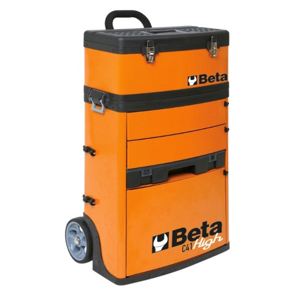 Beta Tools® - C41H™ Two-Module Plastic Black Rolling Tool Boxes with Trolley (21.10" W x 13.18" D x 32.45" H) 