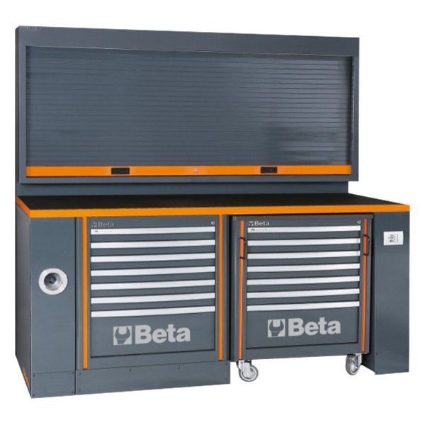 Beta Tools® - C55PB-PRO/5-Series Gray/Orange Workbench for Workshop Equipment Combination (27-9/16" W x 81" L x 79" H)