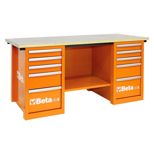 Beta Tools® - C57S-Series MasterCargo™ Orange 10-Drawer Workbench (31" W x 75" L x 26-3/8" H) 