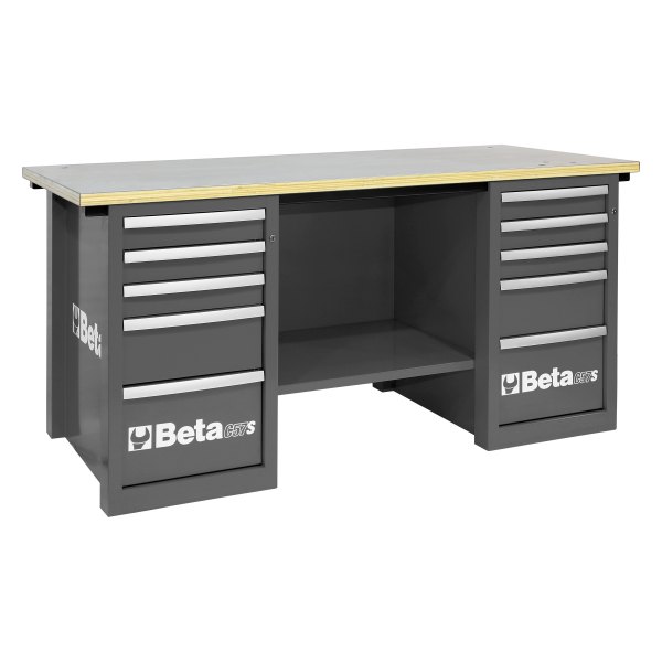 Beta Tools® - C57S-Series MasterCargo™ Gray 10-Drawer Workbench (31" W x 75" L x 26-3/8" H) 