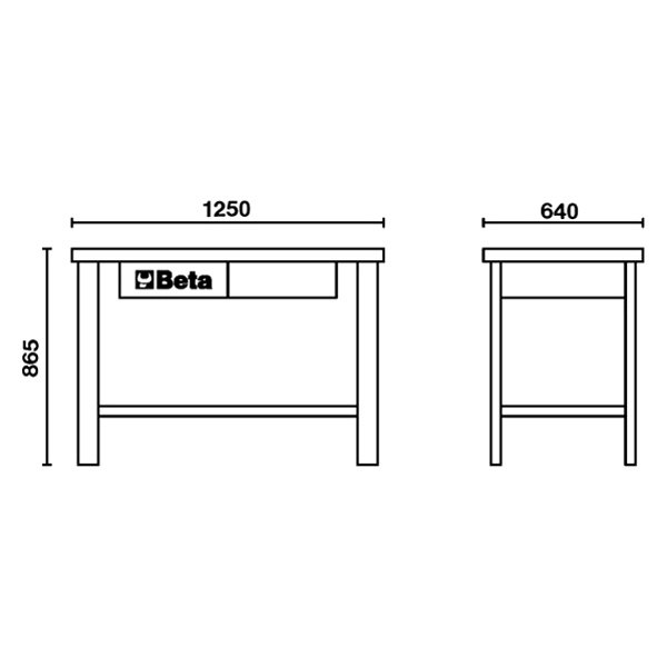 Beta Tools® - C58M-Series Gray 2-Drawer Workbench (25" W x 49" L x 34" H)