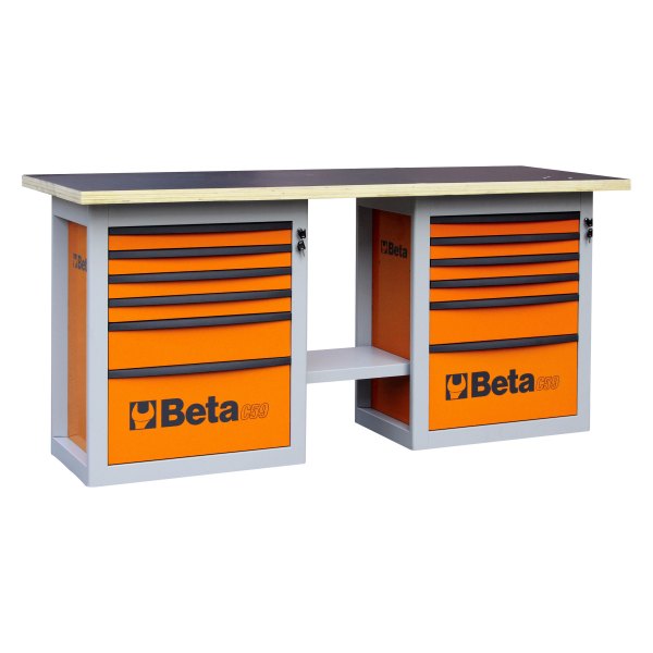 Beta Tools® - C59-Series Orange 12-Drawer Endurance Workbench (27-9/16" W x 79" L x 36-21/32" H) 