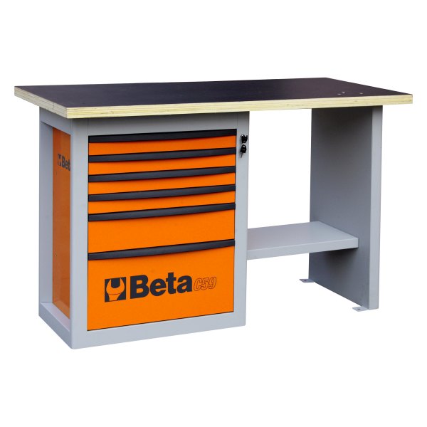 Beta Tools® - C59-Series Orange 6-Drawer Endurance Workbench (27-9/16" W x 59" L x 36-21/32" H) 