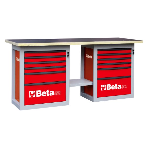 Beta Tools® - C59-Series Red 12-Drawer Endurance Workbench (27-9/16" W x 79" L x 36-21/32" H) 