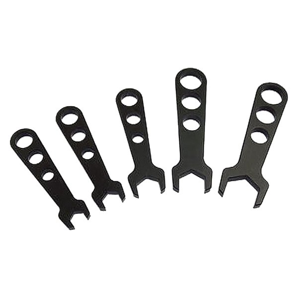 Big End Performance® - 5-piece -4 AN to -12 AN Hex Black Anodized Single Open End Wrench Set