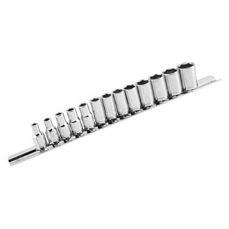 BikeMaster® - 1/4" Drive 6-Point Metric Standard Socket Set with Rail 13 Pieces