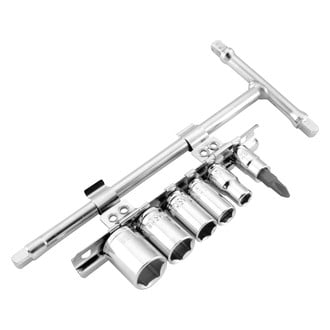 BikeMaster® - 1/4" Drive T-Style Flat Metal Grip Breaker Bar with Sockets and Socket Bit 7 Pieces