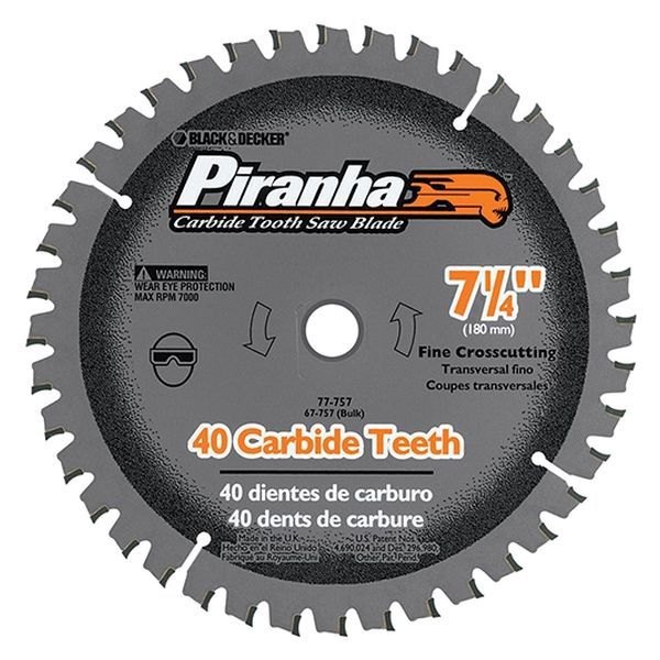 Black & Decker® - Piranha™ 7-1/4" 40T Carbide ATB Circular Saw Blade