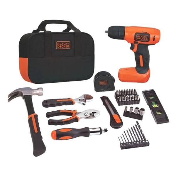 Black & Decker® - 54-piece Project Home Tool Set in Tool Bag and 8 V MAX Cordless Lithium Drill