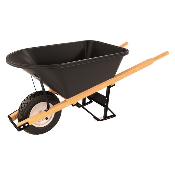 Bon Pro Plus® - 5-3/4 cu ft Poly Black Tray Wheelbarrow with Single Flat Free Wheel