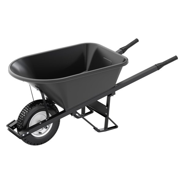 Bon Pro Plus® - 5-3/4 cu ft Poly Black Tray Wheelbarrow with Single 4 Ply Knobby Wheel