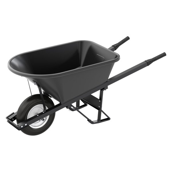 Bon Pro Plus® - 5-3/4 cu ft Poly Black Tray Wheelbarrow with Single 4 Ply Ribbed Wheel