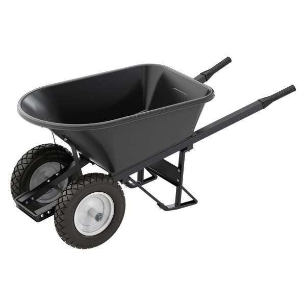 Bon Pro Plus® - 5-3/4 cu ft Poly Black Tray Wheelbarrow with Double Flat Free Wheels