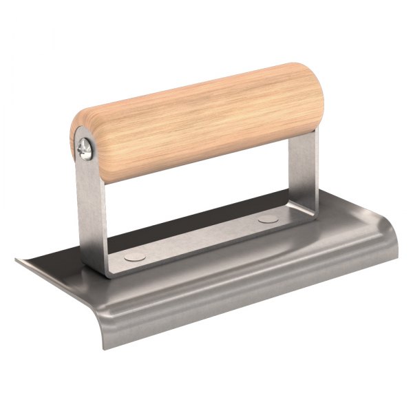 Bon Trade Tough® - 6" x 3" Radius 3/8" Carbon Steel Outside Corner Curved Edger with Wood Comfort Grip Handle