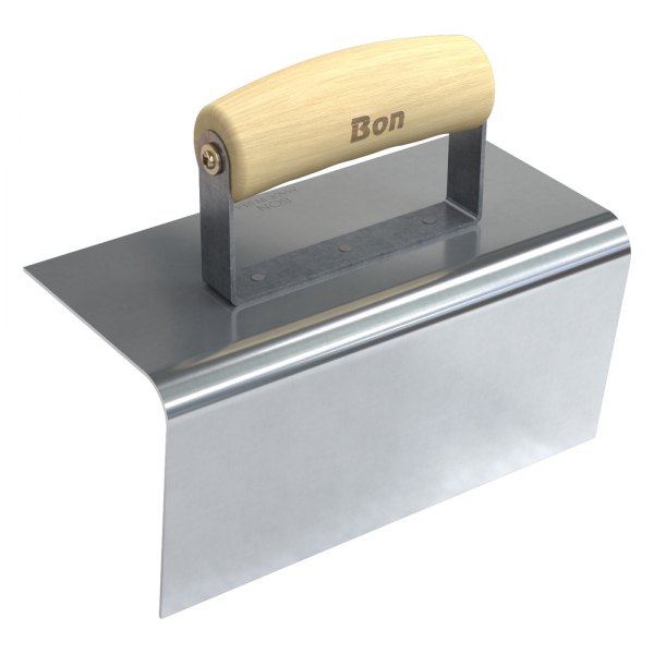 Bon® - 8" x 4" Radius 1/2" Stainless Steel Outside Corner Concrete Edger with Wood Comfort Wave Handle