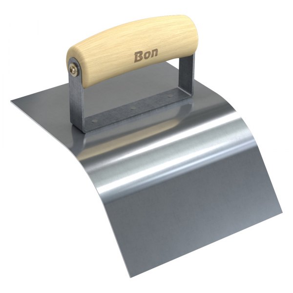 Bon® - 6" x 5" Radius 3" Stainless Steel Outside Corner Concrete Edger with Wood Comfort Wave Handle