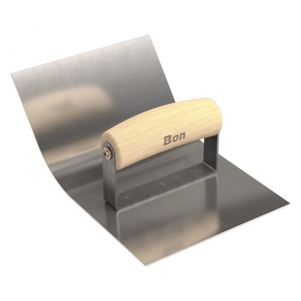 Bon® - 6" x 4-1/2" Radius 3" Stainless Steel Inside Corner Concrete Gutter Tool with Wood Comfort Wave Handle