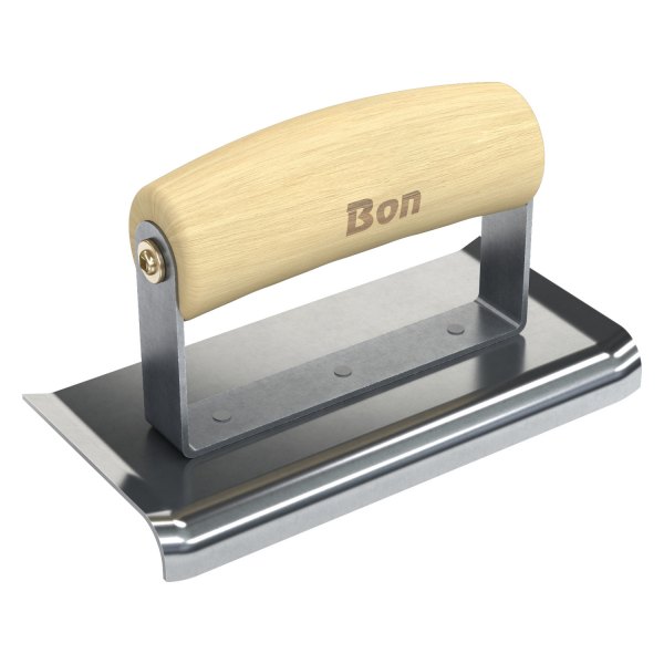 Bon® - 6" x 2-7/8" Radius 3/8" Stainless Steel Outside Corner Concrete Curved Edger with Wood Comfort Wave Handle