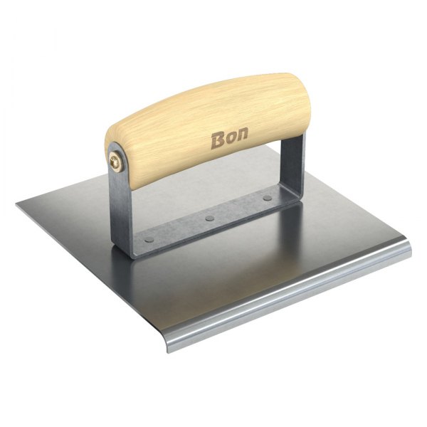 Bon® - 6" x 6" Radius 1/4" Stainless Steel Outside Corner Concrete Sidewalk Edger with Wood Comfort Wave Handle