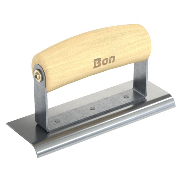 Bon® - 6" x 2" Radius 3/8" Stainless Steel Outside Corner Concrete Sidewalk Edger with Wood Comfort Wave Handle