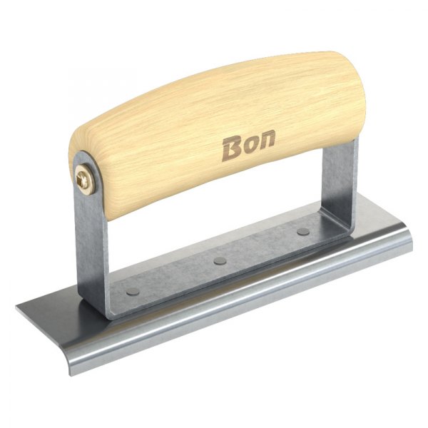 Bon® - 6" x 1-1/2" Radius 1/4" Stainless Steel Outside Corner Concrete Sidewalk Edger with Wood Comfort Wave Handle
