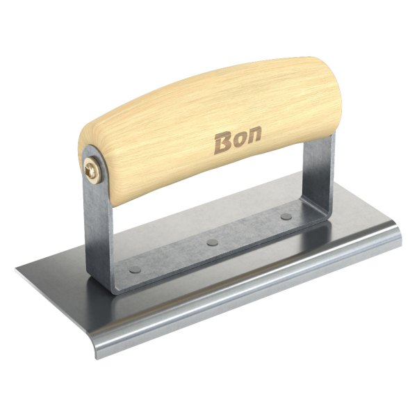Bon® - 6" x 2-1/2" Radius 1/4" Stainless Steel Outside Corner Concrete Sidewalk Edger with Wood Comfort Wave Handle