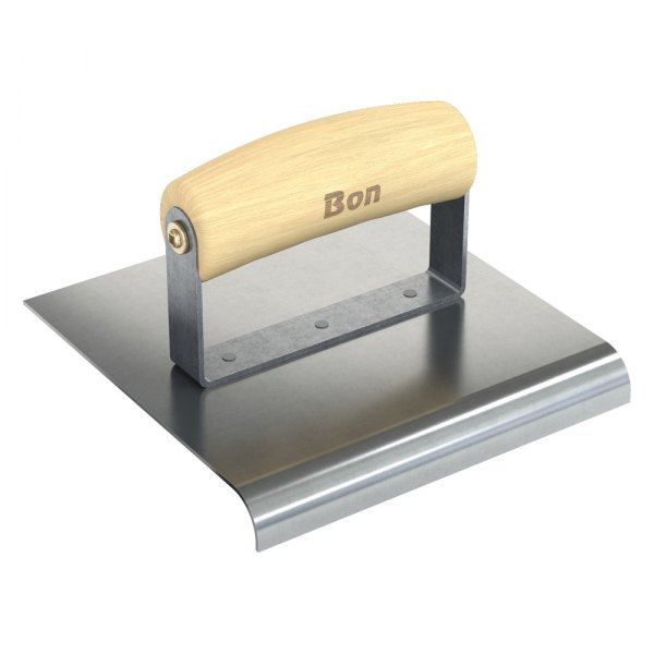Bon® - 6" x 6" Radius 1/2" Stainless Steel Outside Corner Concrete Sidewalk Edger with Wood Comfort Wave Handle