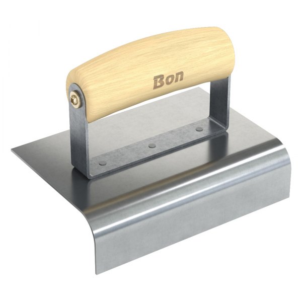 Bon® - 6" x 4" Radius 3/4" Stainless Steel Outside Corner Concrete Sidewalk Edger with Wood Comfort Wave Handle