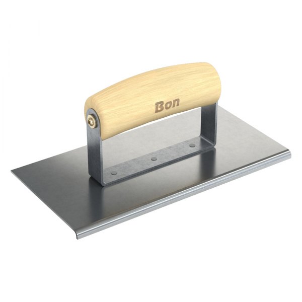 Bon® - 8" x 4" Radius 1/8" Stainless Steel Outside Corner Concrete Sidewalk Edger with Wood Comfort Wave Handle