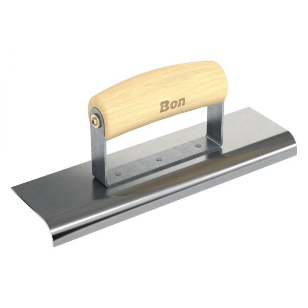 Bon® - 9" x 2-1/2" Radius 1/2" Stainless Steel Outside Corner Concrete Sidewalk Edger with Wood Comfort Wave Handle