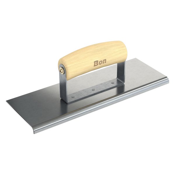 Bon® - 10" x 3-1/2" Radius 1/4" Stainless Steel Outside Corner Concrete Sidewalk Edger with Wood Comfort Wave Handle