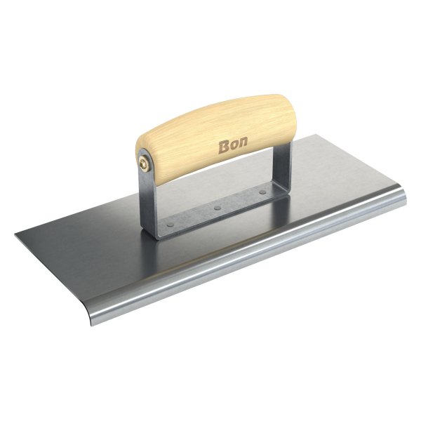 Bon® - 10" x 4" Radius 3/8" Stainless Steel Outside Corner Concrete Sidewalk Edger with Wood Comfort Wave Handle