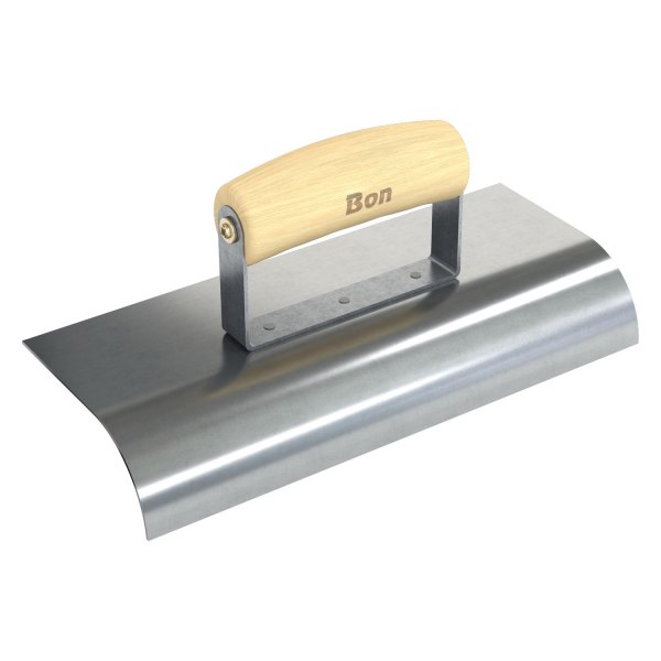 Bon® - 10" x 4" Radius 1-1/2" Stainless Steel Outside Corner Concrete Sidewalk Edger with Wood Comfort Wave Handle