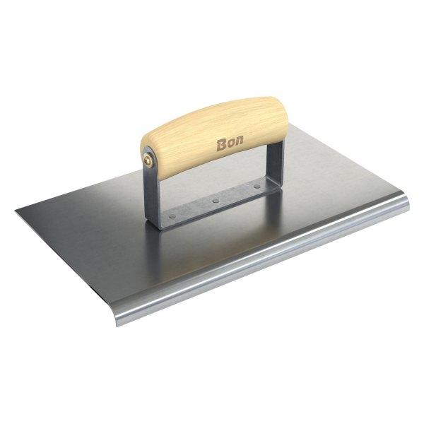 Bon® - 10" x 6" Radius 3/8" Stainless Steel Outside Corner Concrete Sidewalk Edger with Wood Comfort Wave Handle