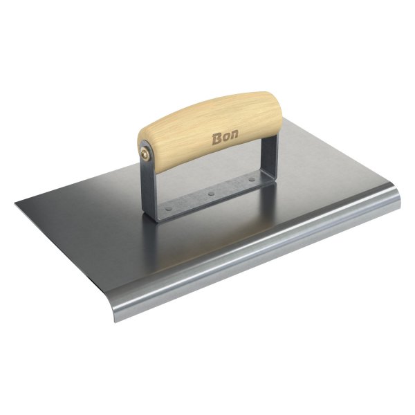 Bon® - 10" x 6" Radius 1/2" Stainless Steel Outside Corner Concrete Sidewalk Edger with Wood Comfort Wave Handle