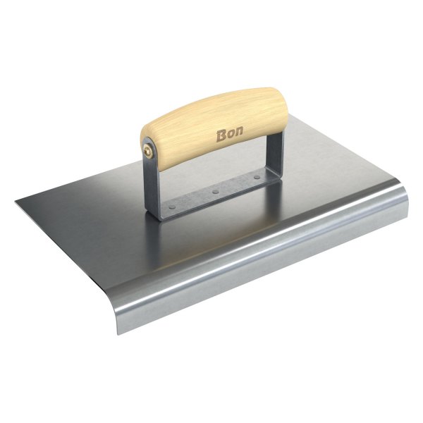 Bon® - 10" x 6" Radius 3/4" Stainless Steel Outside Corner Concrete Sidewalk Edger with Wood Comfort Wave Handle
