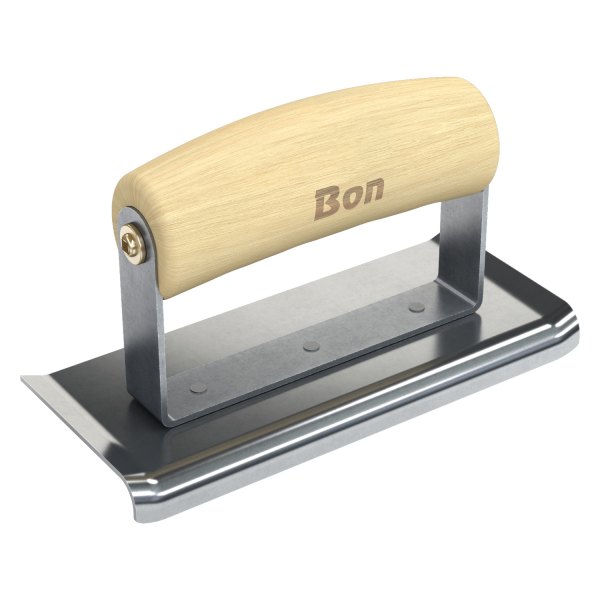 Bon® - 6" x 2-1/2" Radius 1/4" Stainless Steel Outside Corner Concrete Curved Edger with Wood Comfort Wave Handle