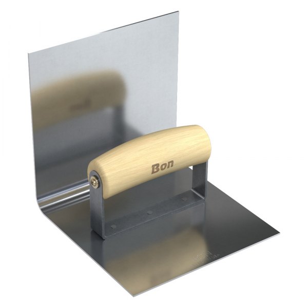 Bon® - 6" x 6" Radius 1/2" Stainless Steel Inside Corner Concrete Edger with Wood Comfort Wave Handle