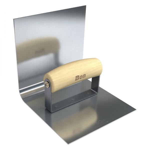 Bon® - 6" x 6" Radius 3/4" Stainless Steel Inside Corner Concrete Edger with Wood Comfort Wave Handle